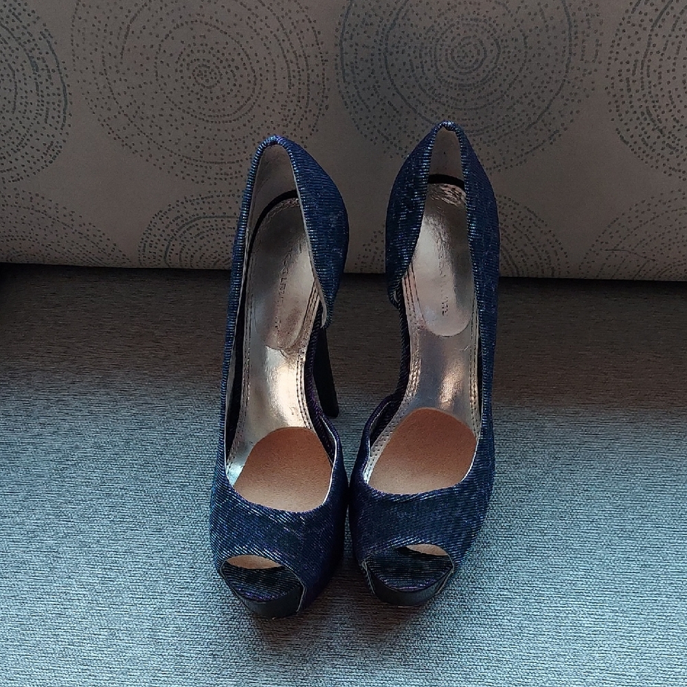 Elegant Blue Peep-Toe Heels